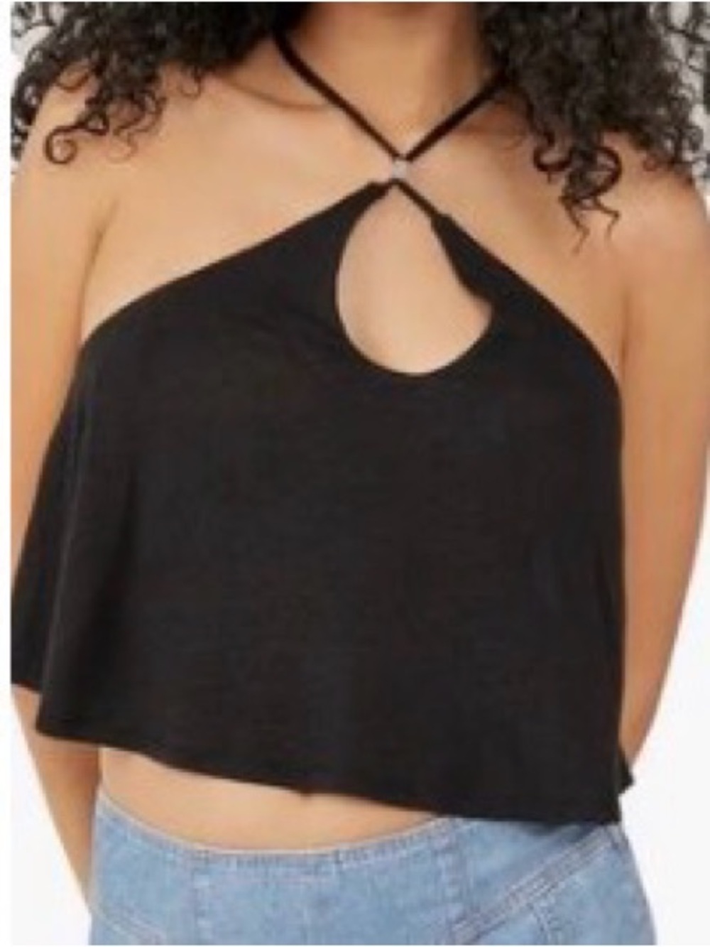 Free People Black Halter Keyhole Tank Top